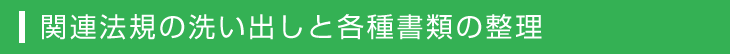 関連法規の洗い出しと各種書類の整理